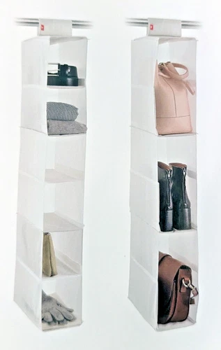 White Adjustable Hanging Organiser Wardrobe Storag